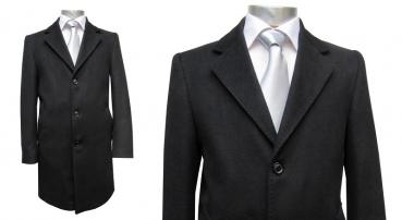 Knielange Herren Mantel Schwarz