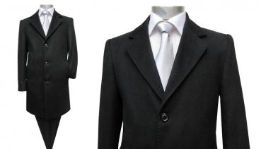 Knielange Herren Mantel Schwarz