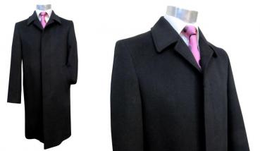 Herren Mantel Schwarz Verdeckte Knopfleiste