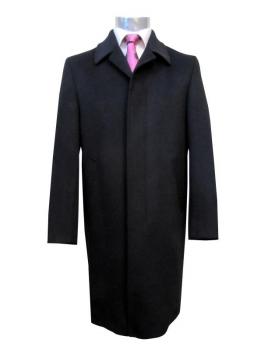 Herren Mantel Schwarz Verdeckte Knopfleiste