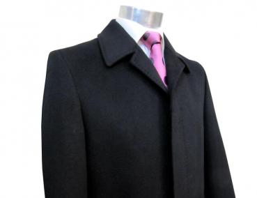 Herren Mantel Schwarz Verdeckte Knopfleiste