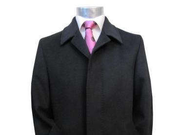 Herren Mantel Schwarz Verdeckte Knopfleiste