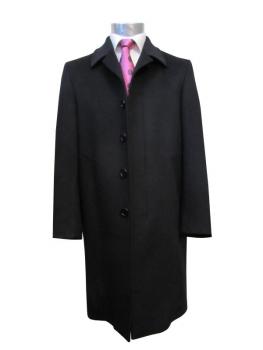 Herren Mantel Schwarz Verdeckte Knopfleiste