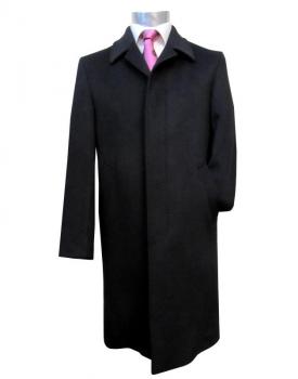 Herren Mantel Schwarz Verdeckte Knopfleiste