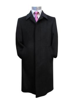 Herren Mantel Schwarz Verdeckte Knopfleiste