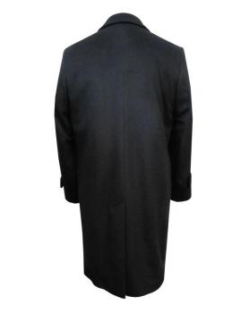 Herren Mantel Schwarz Verdeckte Knopfleiste