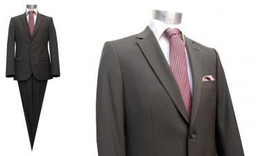 Herren Anzug 2 Schlitz Taupe Braun 46
