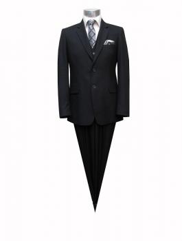 Herren Anzug 3-Teilig 120s Schwarz
