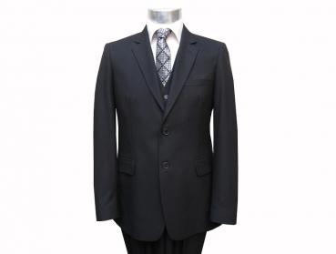 Herren Anzug 3-Teilig 120s Schwarz