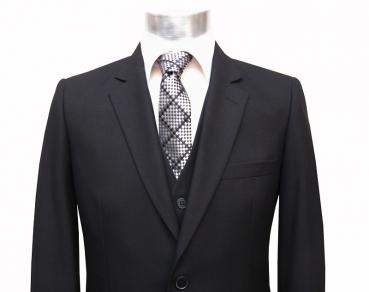 Herren Anzug 3-Teilig 120s Schwarz