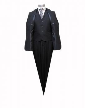 Herren Anzug 3-Teilig 120s Schwarz