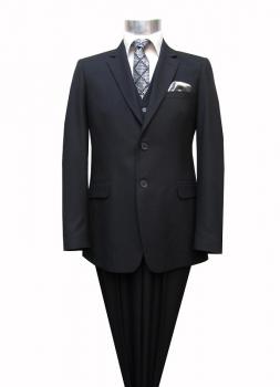 Herren Anzug 3-Teilig 120s Schwarz