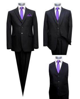 Herren Anzug 3 teilig Schwarz