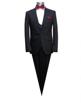 Herren Anzug mit Weste Schwarz Slim