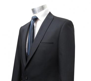 Herren Anzug mit Weste Schwarz Slim