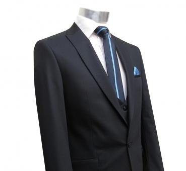 Herren Anzug mit Weste Schwarz Slim