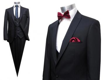 Herren Anzug mit Weste Schwarz Slim