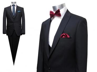 Herren Anzug mit Weste Schwarz Slim