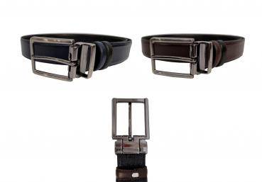 Wendegürtel Leder Braun/Schwarz, Blau/Schwarz