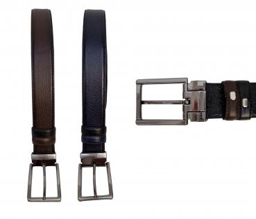 Wendegürtel Leder Braun/Schwarz, Blau/Schwarz