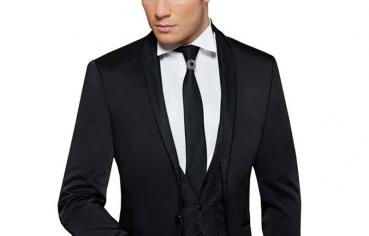 Schalkragen Anzug 4 teilig Schwarz