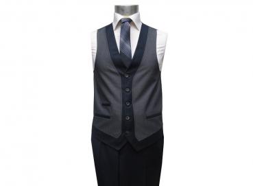 Muga Herrenanzug Blau Kariert Slim-fit