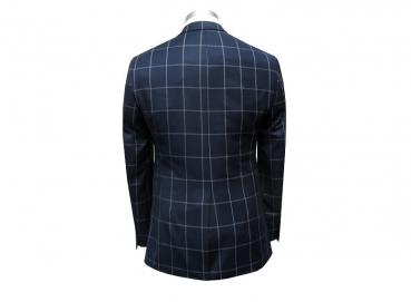 Muga Herrenanzug Blau Kariert Slim-fit