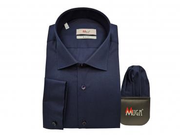 Slim Fit Herren Hemd Lang Arm mit Einstecktuch