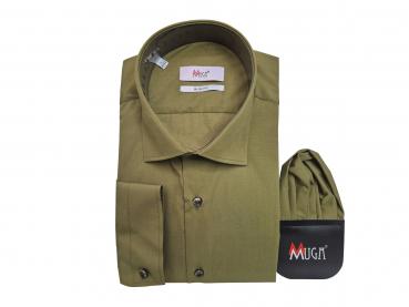 Slim Fit Herren Hemd Lang Arm mit Einstecktuch