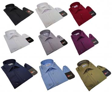 Slim Fit Herren Hemd Lang Arm mit Einstecktuch