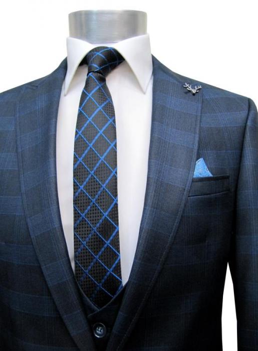 Glencheck Herren Anzug Slim Fit Kariert