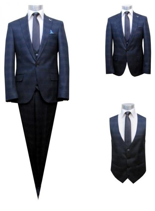 Glencheck Herren Anzug Slim Fit Kariert