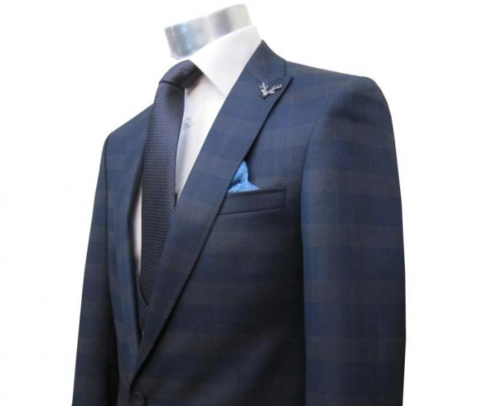 Glencheck Herren Anzug Slim Fit Kariert