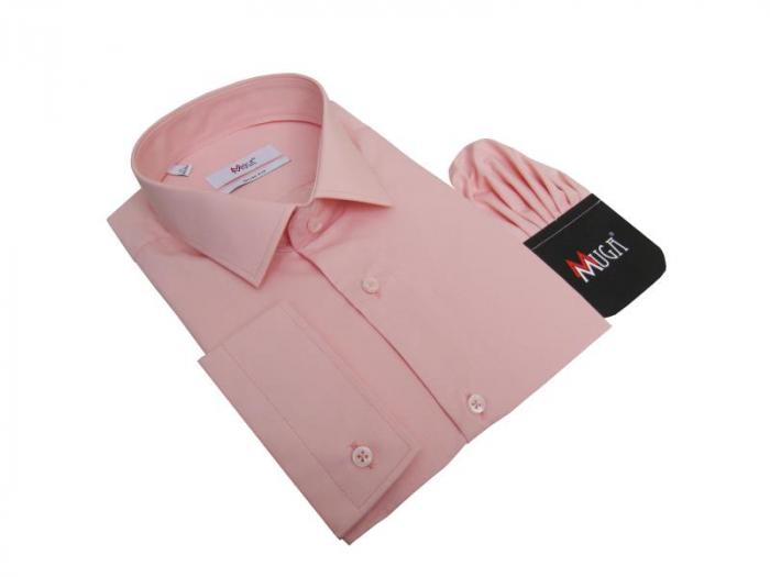 Slim Fit Herrenhemd mit Einstecktuch Langarm