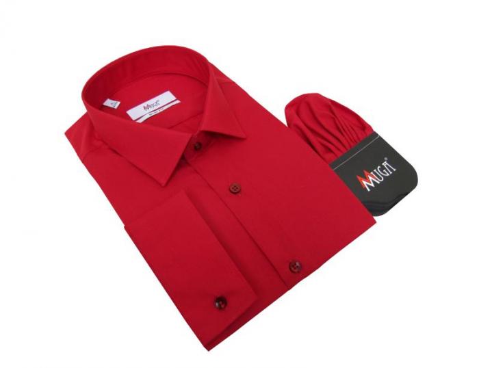 Slim Fit Herrenhemd mit Einstecktuch Langarm