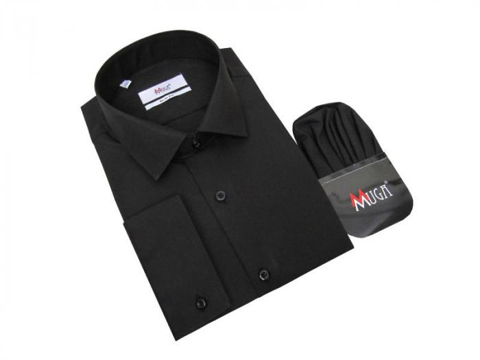 Slim Fit Herrenhemd mit Einstecktuch Langarm