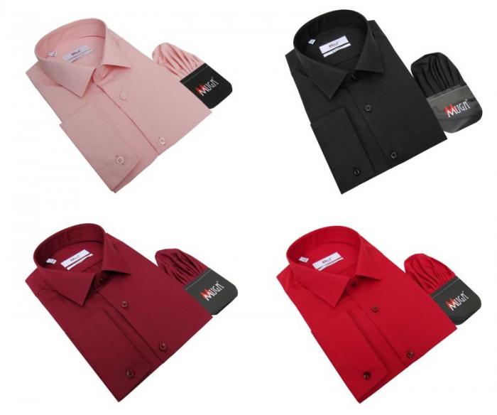 Slim Fit Herrenhemd mit Einstecktuch Langarm