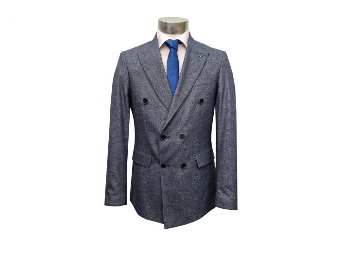 Zweireiher Herren Anzug Blau Vintage Slim Fit