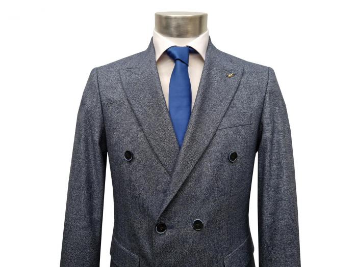 Zweireiher Herren Anzug Blau Vintage Slim Fit