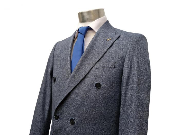 Zweireiher Herren Anzug Blau Vintage Slim Fit