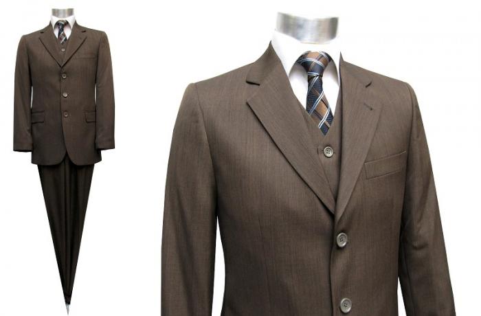 Herrenanzug mit Weste Braun Angebot