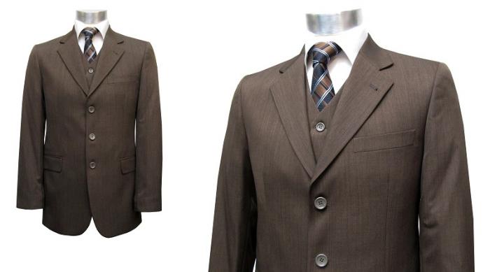 Herrenanzug mit Weste Braun Angebot