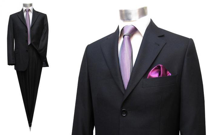 Streifen Herrenanzug Schwarz Modern Fit