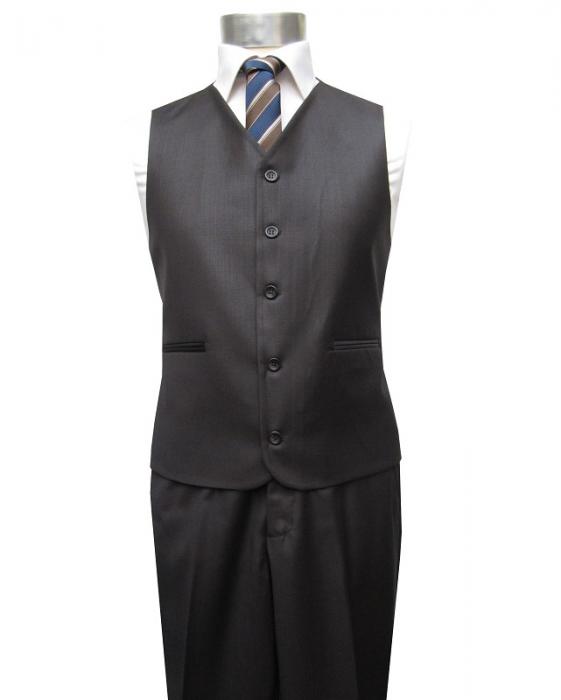 Herren Anzug mit Weste Dunkelbraun