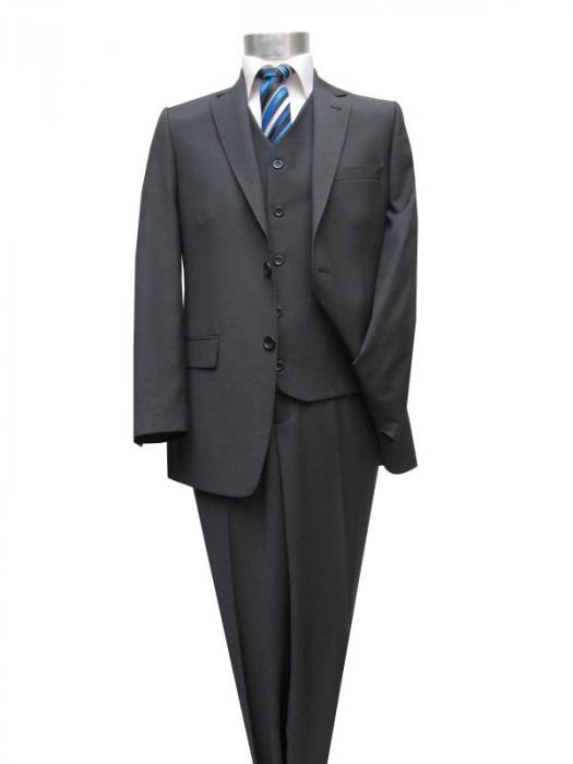 gestreifte Herren Anzug 3 teilig Anthrazit