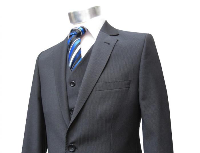 gestreifte Herren Anzug 3 teilig Anthrazit