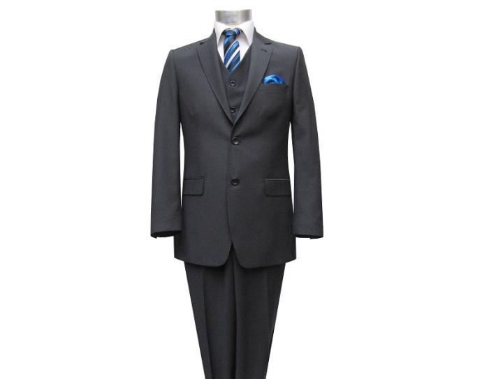 gestreifte Herren Anzug 3 teilig Anthrazit