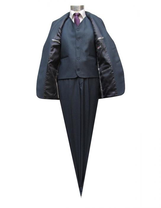 Muga Anzug mit Weste Blaugrau