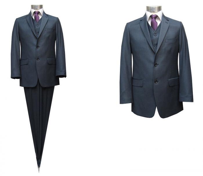 Muga Anzug mit Weste Blaugrau