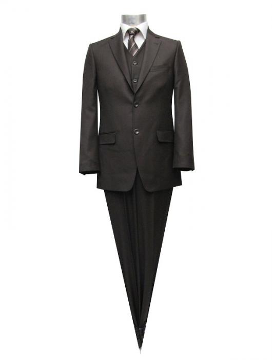 Herren Anzug mit Weste Braun Regular Fit